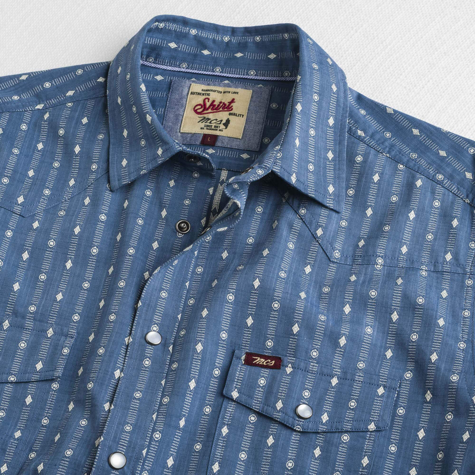 Camicia Western in Cotone Fantasia Dobby - Image 3
