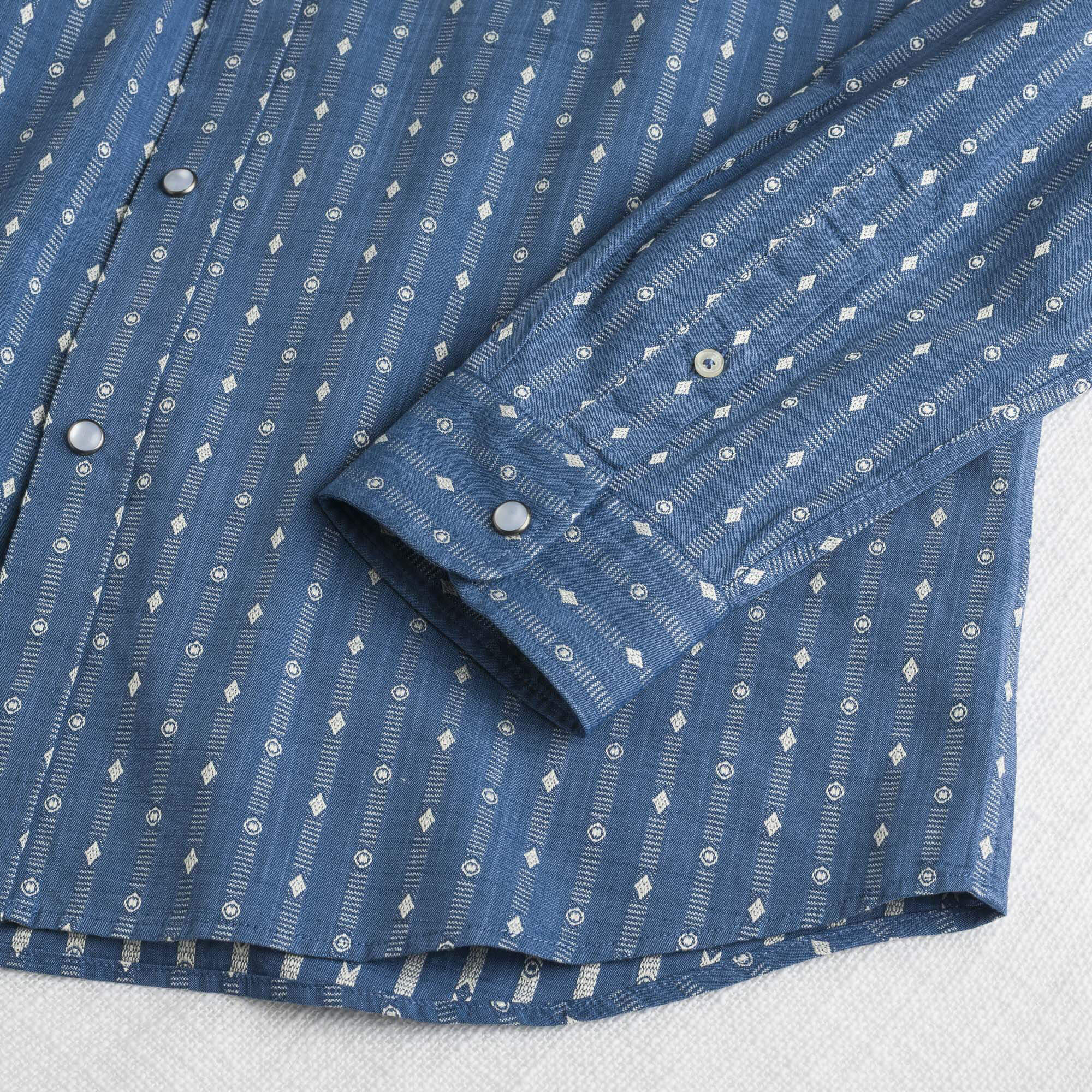 Camicia Western in Cotone Fantasia Dobby - Image 4