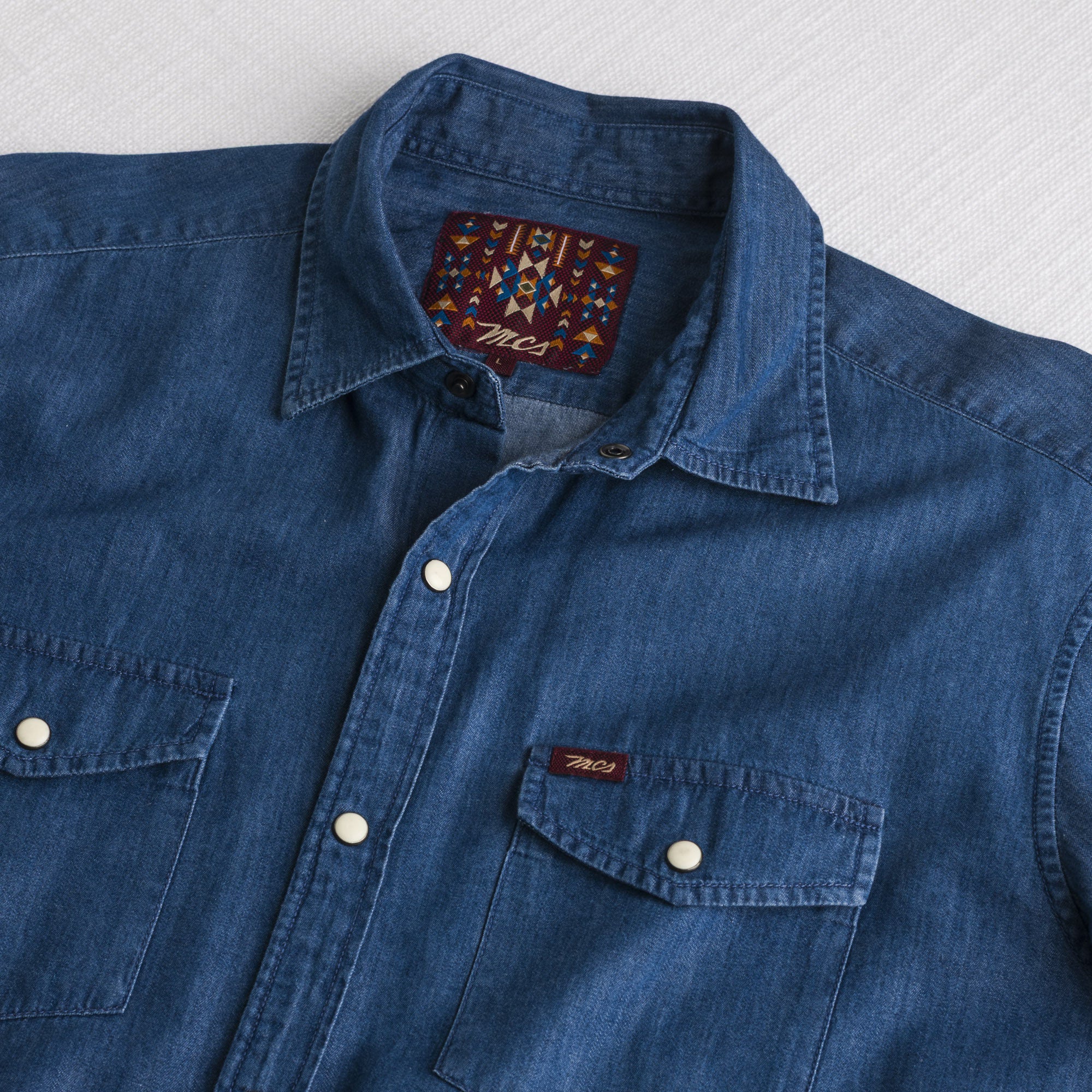 Camicia western in denim leggero - Mid Blue Denim - Image 3