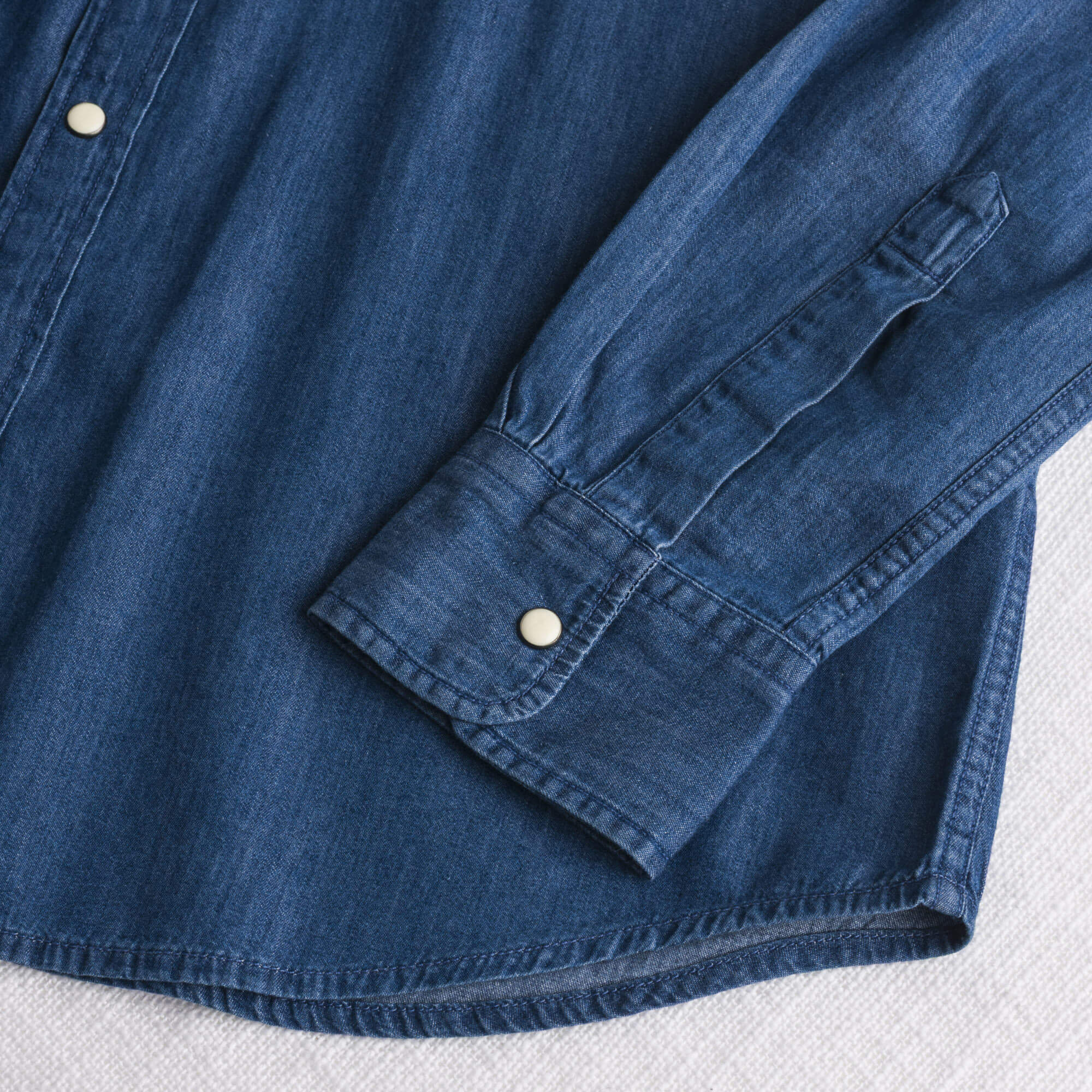 Camicia western in denim leggero - Mid Blue Denim - Image 4