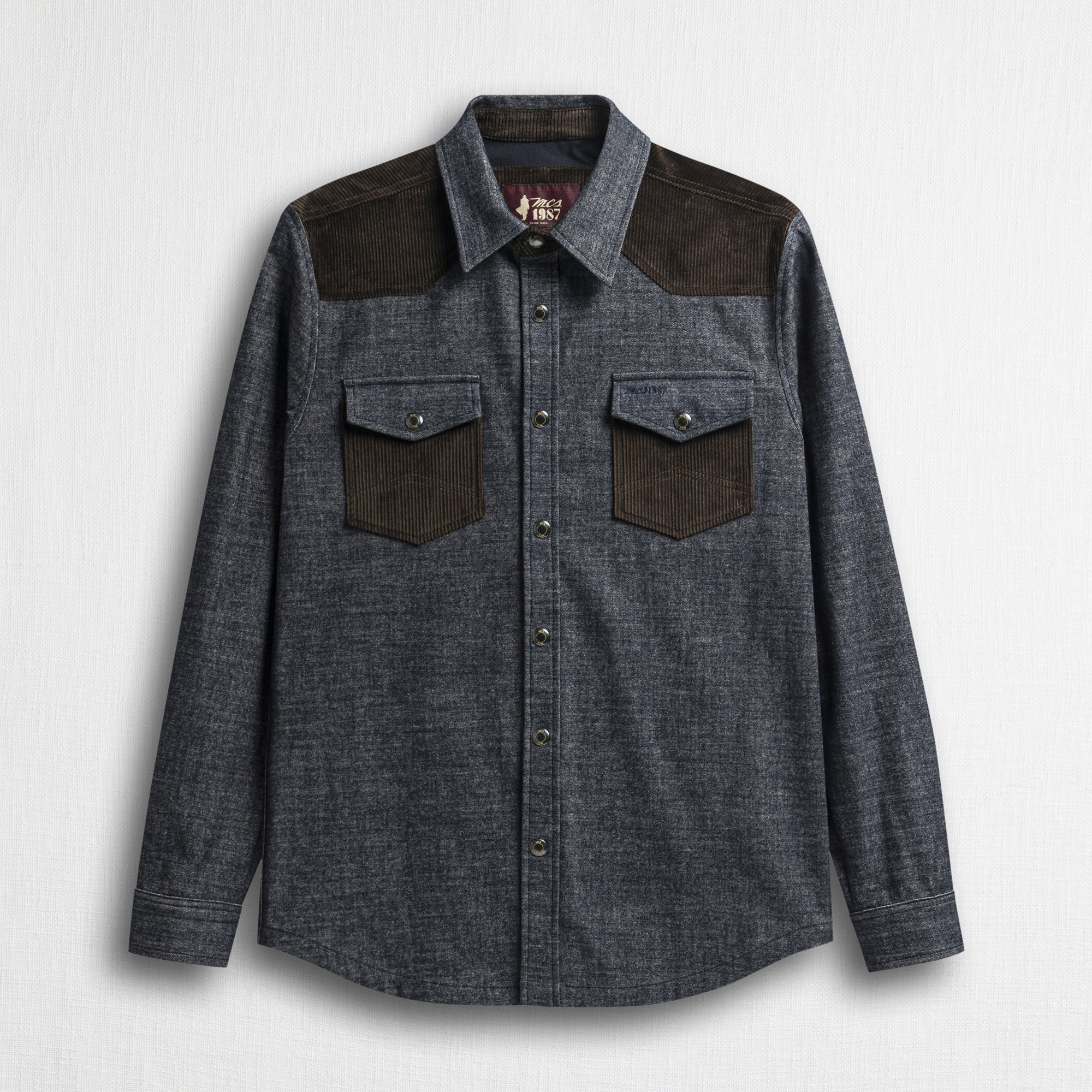 Camicia Western in Flanella Effetto Denim Scuro - Image 8