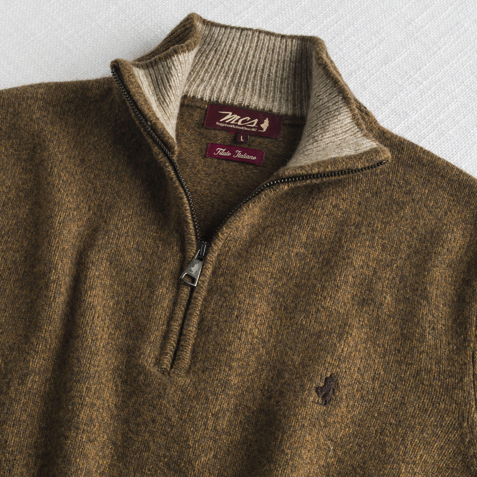 Maglia Mezza Zip Mouliné in Misto Lana - Image 3