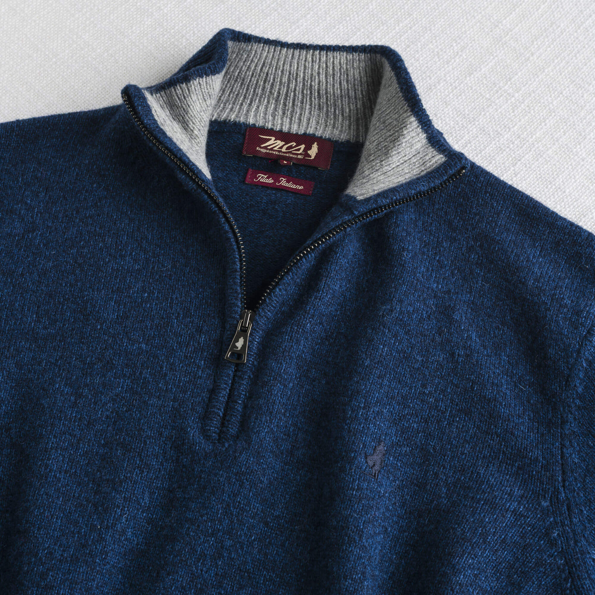 Maglia Mezza Zip Mouliné in Misto Lana - Image 9