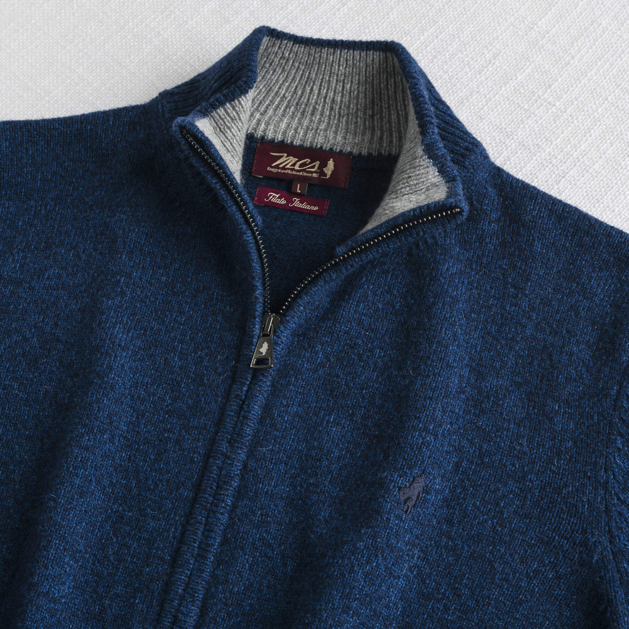 Maglione Full Zip Mouliné in Misto Lana - Image 3
