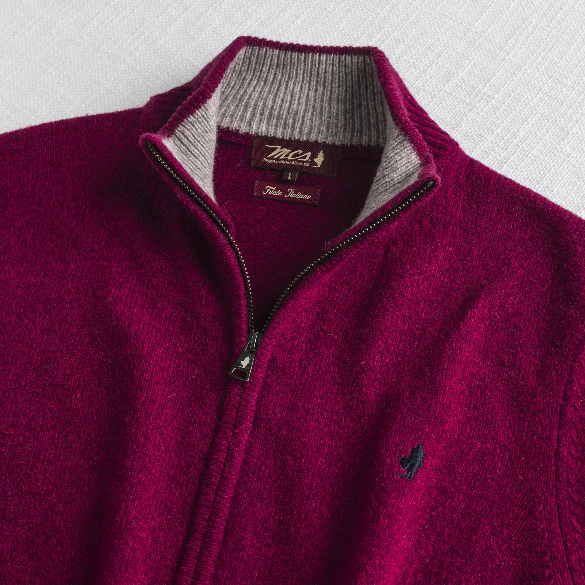 Maglione Full Zip Mouliné in Misto Lana - Image 6