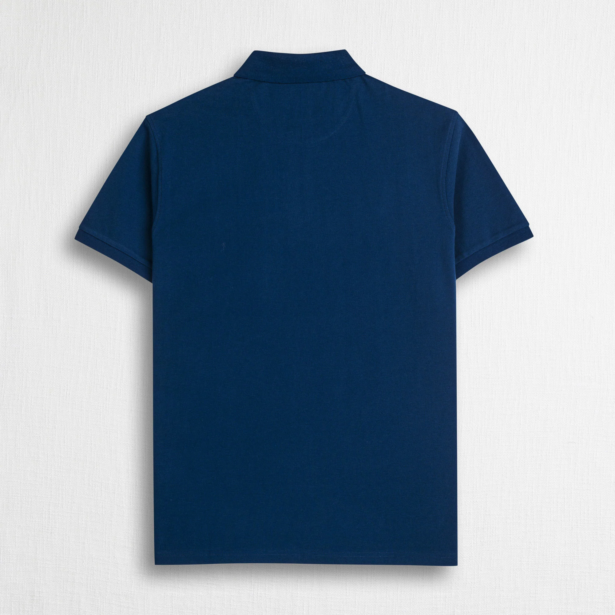 Polo cotone stretch piquet con collo jacquard - Deep Blue - Image 2