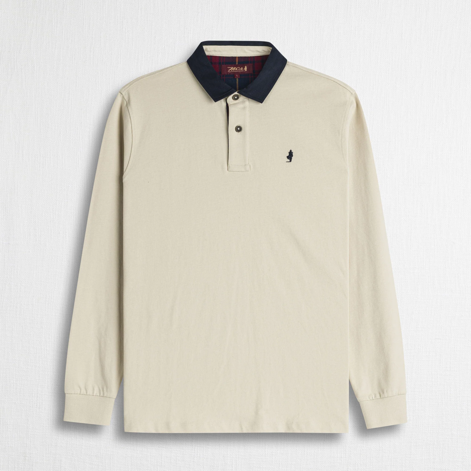 Polo Manica Lunga con Colletto in Gabardina a Contrasto