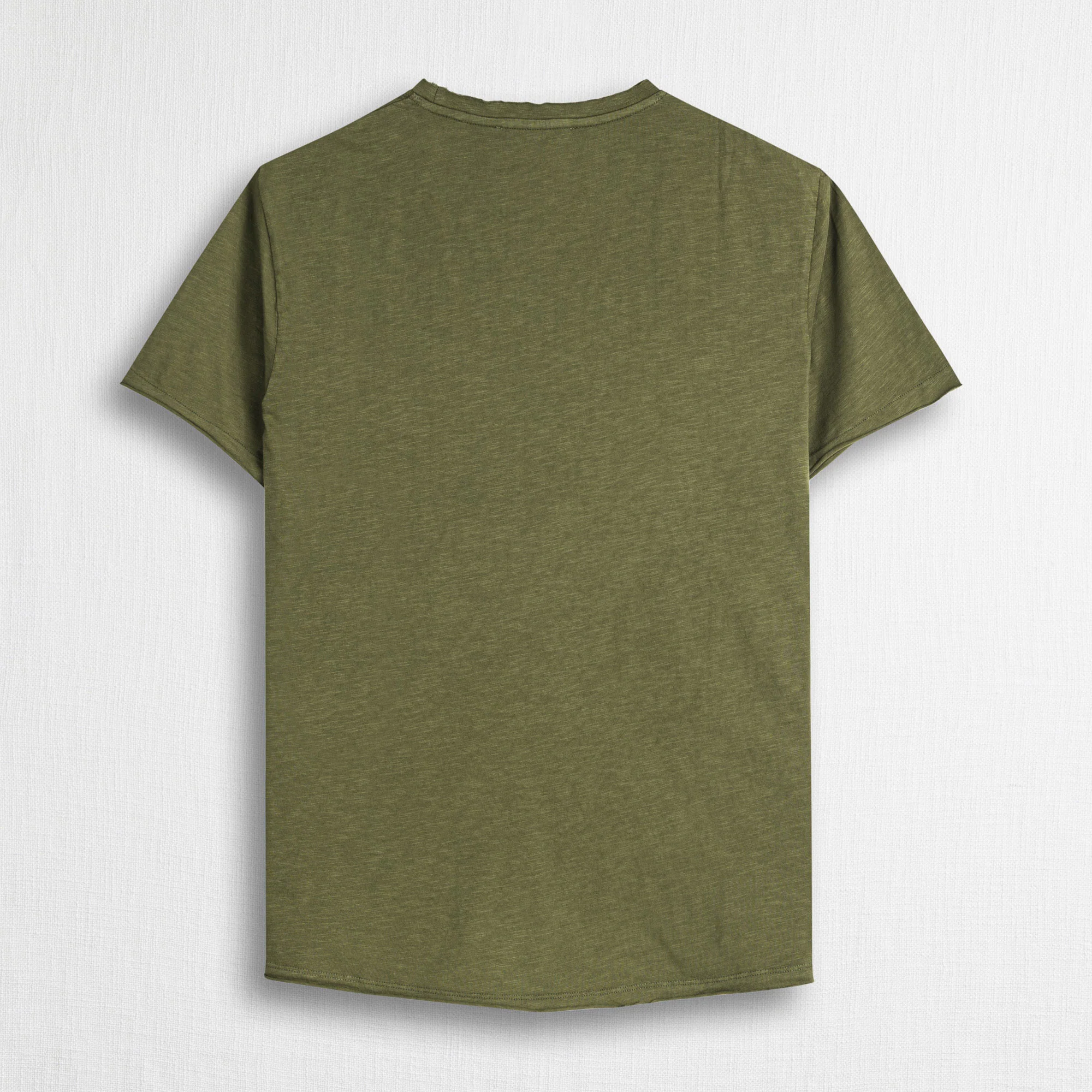 T-shirt 100% cotone fiammato con taschino - Dark Olive - Image 2