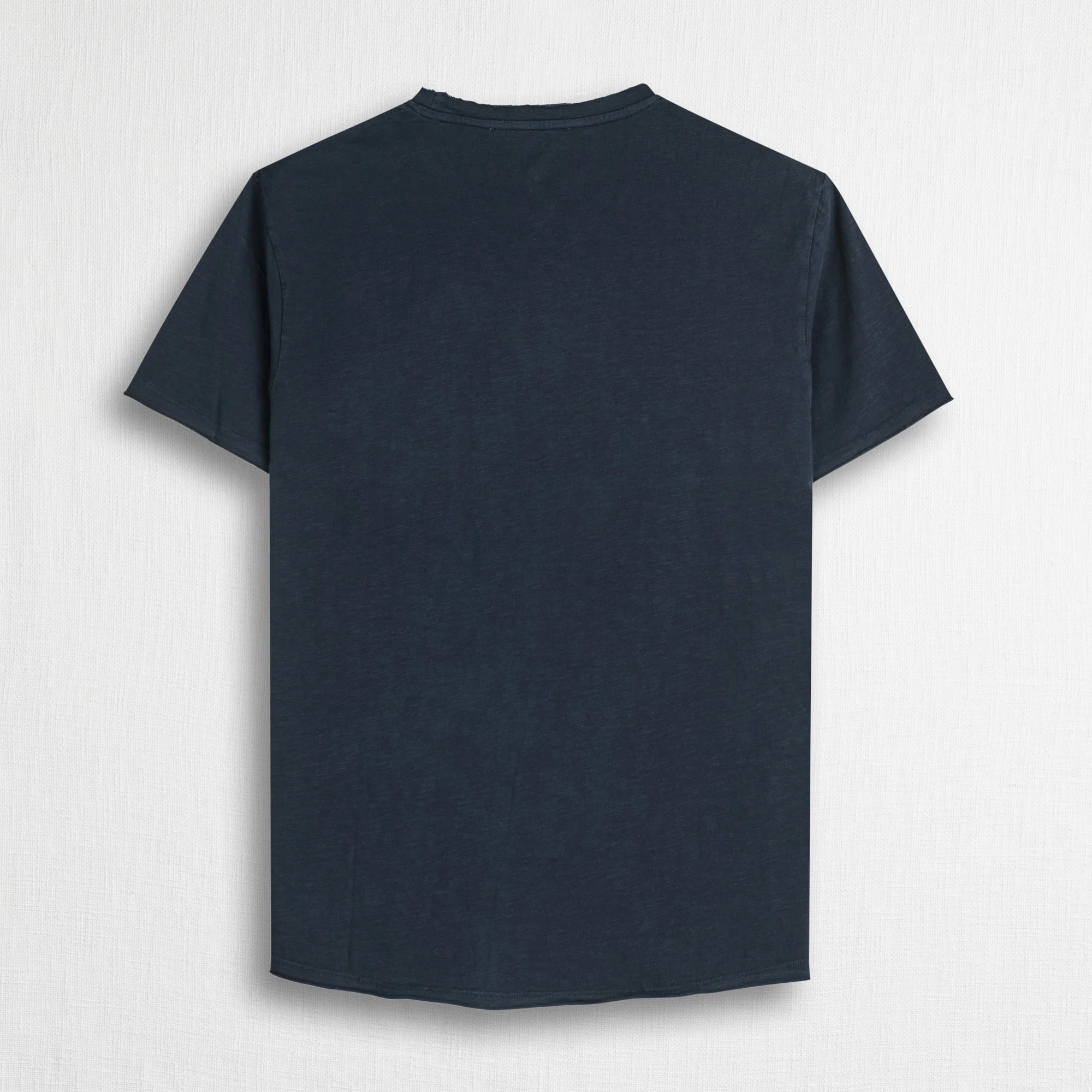 T-shirt 100% cotone fiammato con taschino - Navy Blue - Image 2