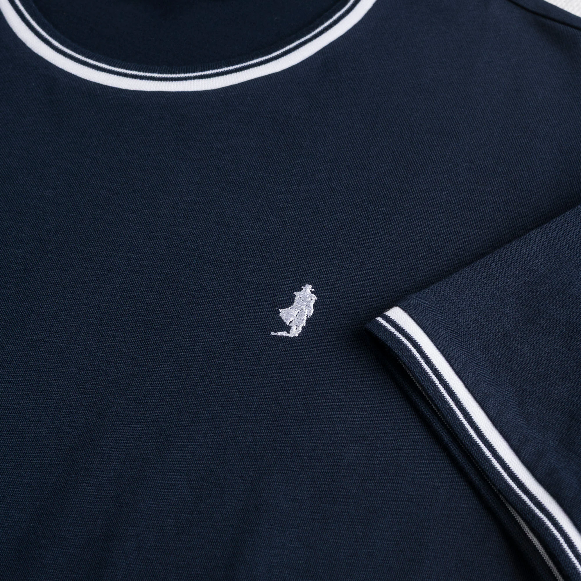 T-shirt 100% jersey con costine a righe - Navy Blue - Image 3
